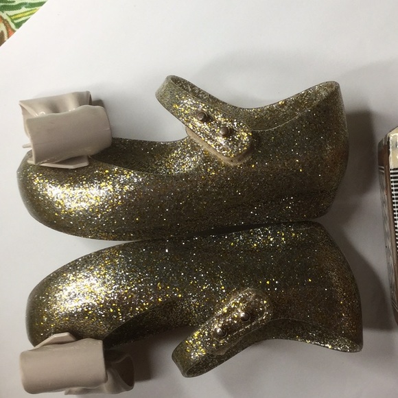 Mini Melissa gold glitter Ultragirl bow jelly flat - Picture 5 of 8